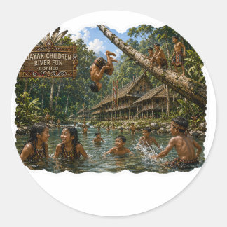 TITEL DAGAK KINDEREN RIVIER PLEZIER BORNEO STICKER