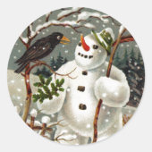 titel: de heren Snowman en Crow Ronde Sticker (Voorkant)