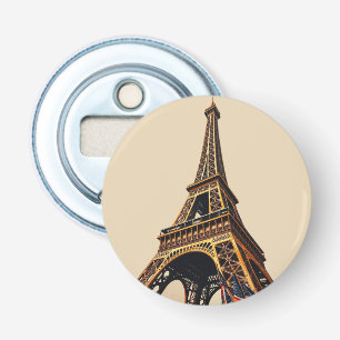 Titel: Elegante Eiffeltoren Silhouet Button Flesopener