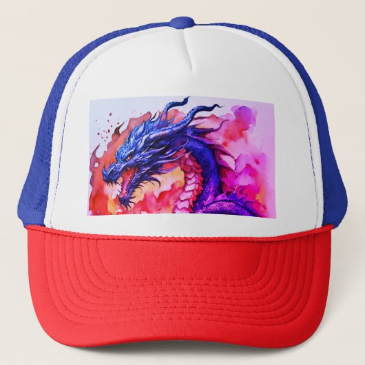 Titel: "Fireborn Dragon Crest Print Pet" Trucker Pet (Voorkant)