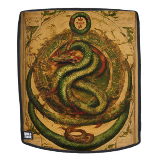 **Titel:** Groene Slang Print Rugzak Rugtassen