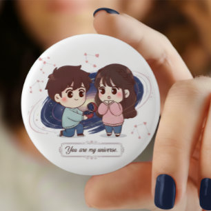 Titel: "Jij Bent Mijn Universum" Schattig Koppel d Ronde Button 3,2 Cm