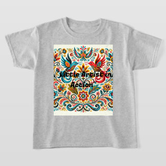 Titel: Levendige volkskunst Bloemenpatroon T-shirt