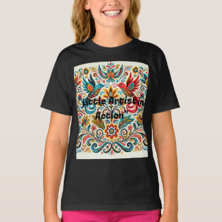 Titel: Levendige volkskunst Bloemenpatroon T-shirt