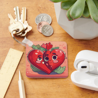 Titel: Linked Hearts" Double Heart sleutelhanger