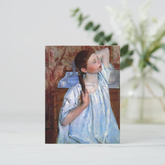 Titel: Meisje dat haar haar haar haar Datum schikt Briefkaart (Staand voorkant)