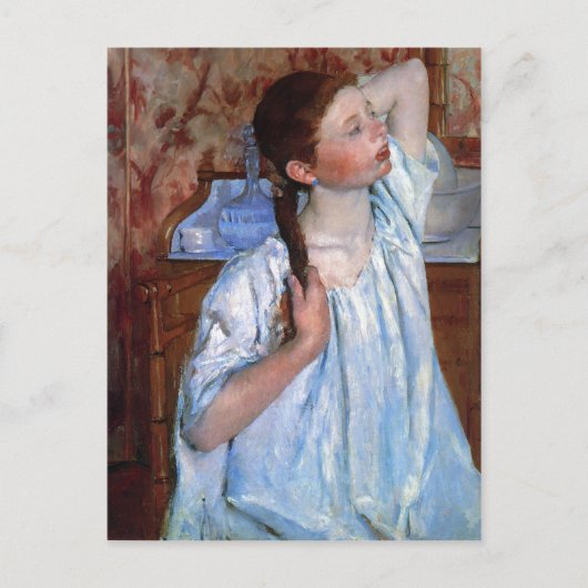 Titel: Meisje dat haar haar haar haar Datum schikt Briefkaart (Voorkant)