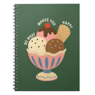 Titel: Mooie IJscrème Sundae Spiraal Notebook Notitieboek