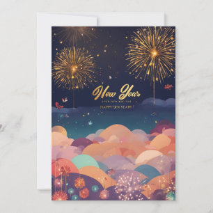 Titel: "Oud en Nieuw Extravaganza: Glanzende Ballo Feestdagenkaart