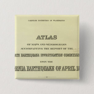 Titel Pagina Aardbeving Atlas California Vierkante Button 5,1 Cm