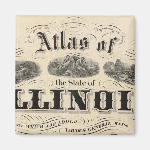 Titel Pagina Atlas van de staat Illinois Magneet