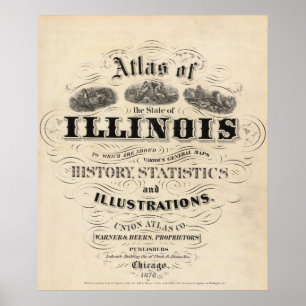 Titel Pagina Atlas van de staat Illinois Poster