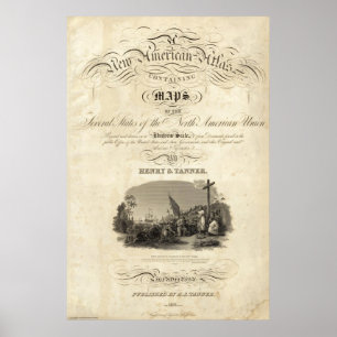 Titel Pagina Nieuwe Amerikaanse atlas Poster