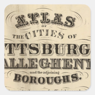 Titel Pagina Pittsburgh, Allegheny atlas Vierkante Sticker
