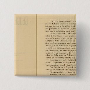 Titel Pagina van 1874 Mexico Atlas Vierkante Button 5,1 Cm