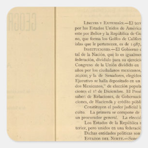 Titel Pagina van 1874 Mexico Atlas Vierkante Sticker