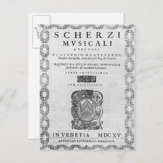 Titel pagina van de "Scherzi Musicali" Briefkaart (Voorkant / Achterkant)