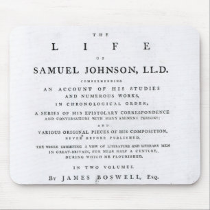 Titel pagina, van 'The Life of Samuel Johnson' Muismat