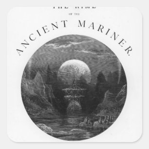 Titel pagina van 'The Rime of the Ancient Mariner' Vierkante Sticker