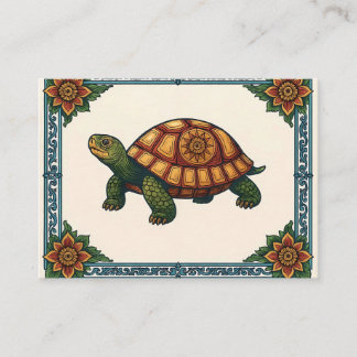 Titel: Vintage Stijl Sierlijke Schildpad Kunst Ill Informatiekaartje