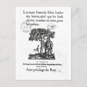 Titelpagina van het eerste Frans-Latijns woordenbo Briefkaart