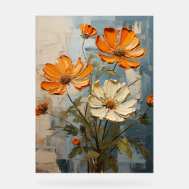 Tithonia - Impasto Bloemschildering Acryl Bord