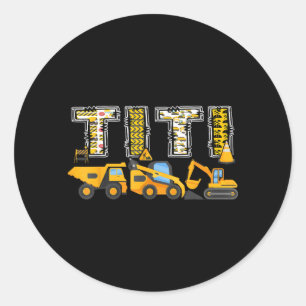 Titi-bouw graafmachine kinderen bijpassend familie ronde sticker