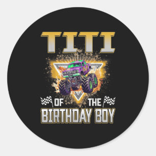 Titi Van De Verjaardag Jongen Monster Truck Verjaa Ronde Sticker