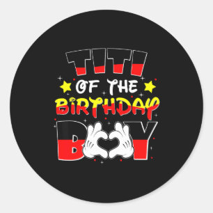 Titi van de verjaardag jongen shirt bijpassende le ronde sticker