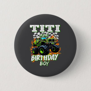 Titi van de verjaardagsjongen Monster Truck verjaa Ronde Button 5,7 Cm