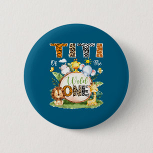 Titi van de wilde één 1e verjaardag jongen jungle ronde button 5,7 cm