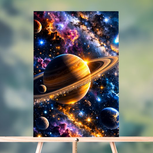 Title Galactic Odyssey Saturn and space nebula art (Neutre)