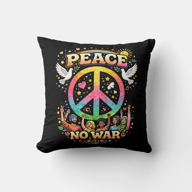 Title: Peace Over War Kussen (Voorkant)