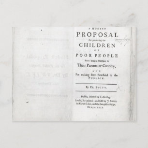 Titlepage naar "A Modest proposal" Briefkaart