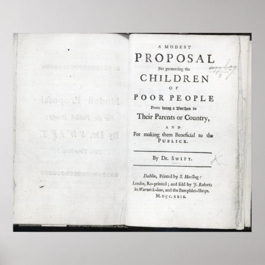 Titlepage naar "A Modest proposal" Poster (Voorkant)