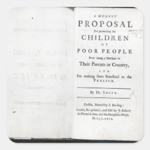 Titlepage naar "A Modest proposal" Vierkante Sticker