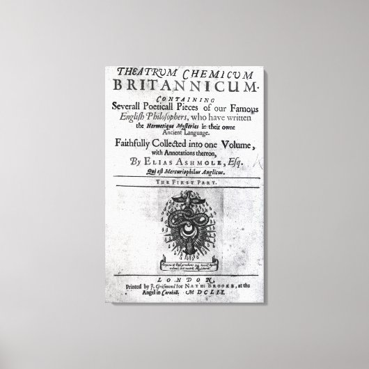Titlepage "Theatrum Chemicum Britannicum" Canvas Afdruk (Voorkant)