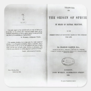 Titlepage to "On the Origin of Specin" Vierkante Sticker