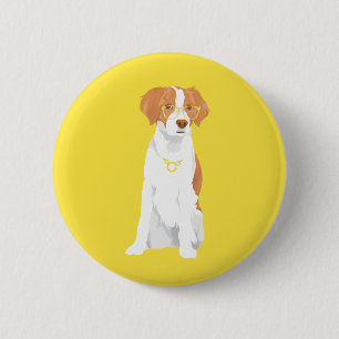 Tito The Brittany Dog for Hondenliefhebbers Ronde Button 5,7 Cm