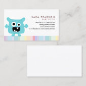 Titre amusant Cute Blue Monster Alien Carte Nom En (Devant / Derrière)