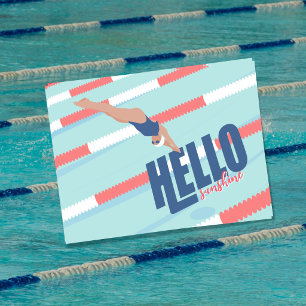 Titre Carte Postale Moderne Rétro Nageur Piscine T