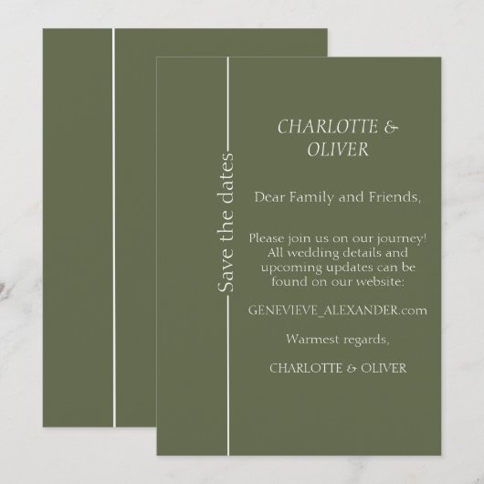 Titre : Élégante Carte de Mariage Moderne de Save (Devant / Derrière)