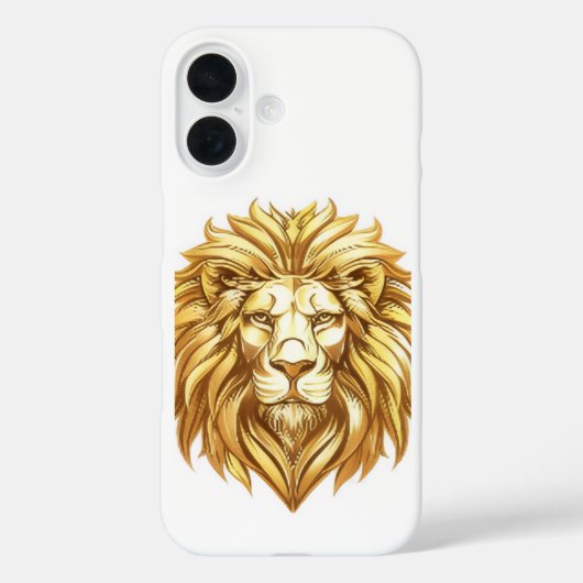 Titre : Étui iPhone à tête de lion doré (Verso)