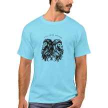Titre : T-shirt bleu avec des Lions jumeaux et 'Rô