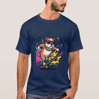 Titre : T-Shirt Graphique Chien de Dessin Animé Fu