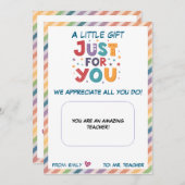 Titulaire De Carte Cadeau Enseignant Juste Pour Vo (Devant / Derrière)