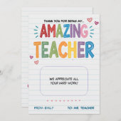 titulaire de carte cadeau pour enseignant (Devant / Derrière)