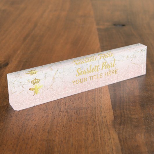 Titulaire de plaque d'identité en marbre or Rose Q (Taille)