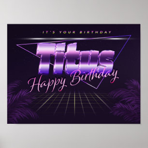 Titus Nom Vorname lila retro Poster Geburtstag