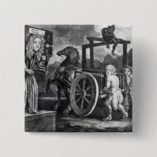 Titus Oates op de derde dag van zijn straf Vierkante Button 5,1 Cm